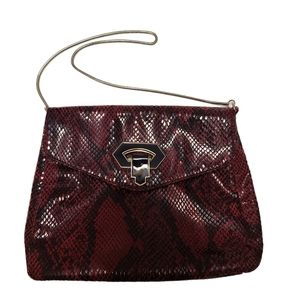 Kate Landry Berry Glazed Snake Print Tote Purse Bag Handbag Red Black GOLD ROPE